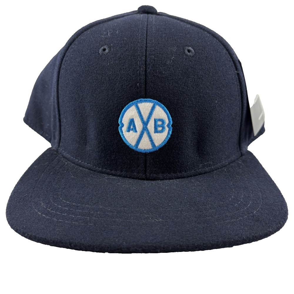 NWT Anthem Branding Snapback Hat Mens OSFM Navy Blue Embroidered Wool Blend Flat